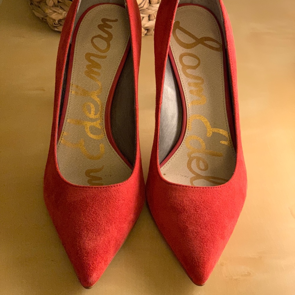 Sam Edelman red suede high heel shoes sz 7 1/2